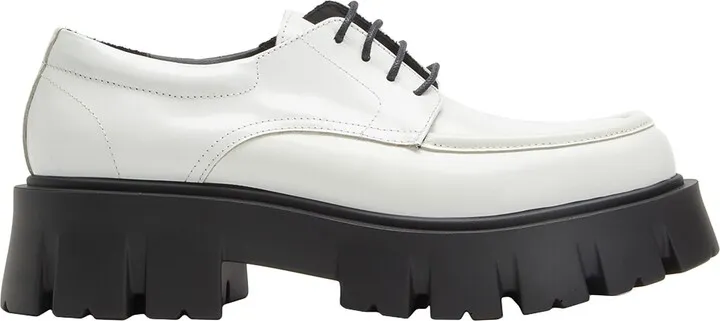 Abraded Leather Chunky Lace Ups Lace-up Shoes White