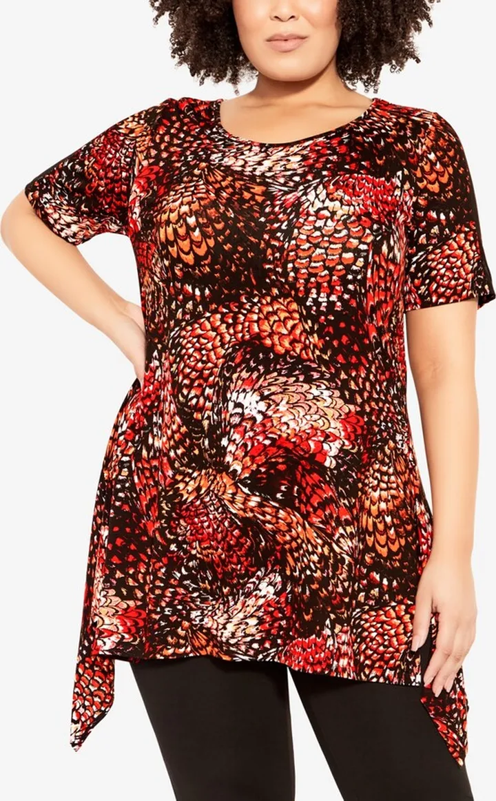 Avenue Plus Size Ayla Mesh Sleeve Tunic Top