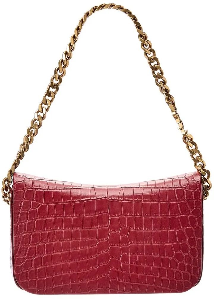 Saint Laurent Elise Croc-Embossed Leather Shoulder Bag