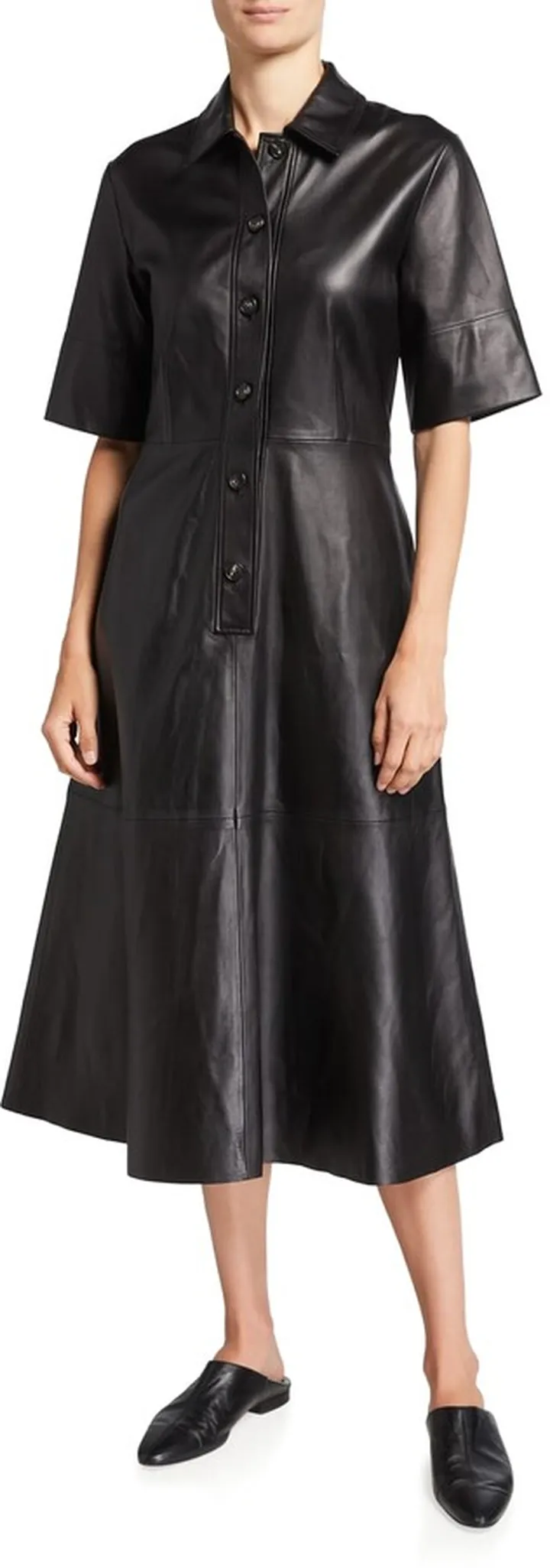 Leather Midi Shirtdress