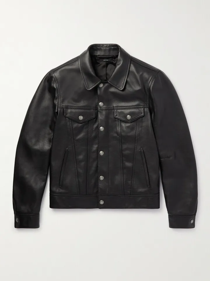 Full-Grain Leather Trucker Jacket