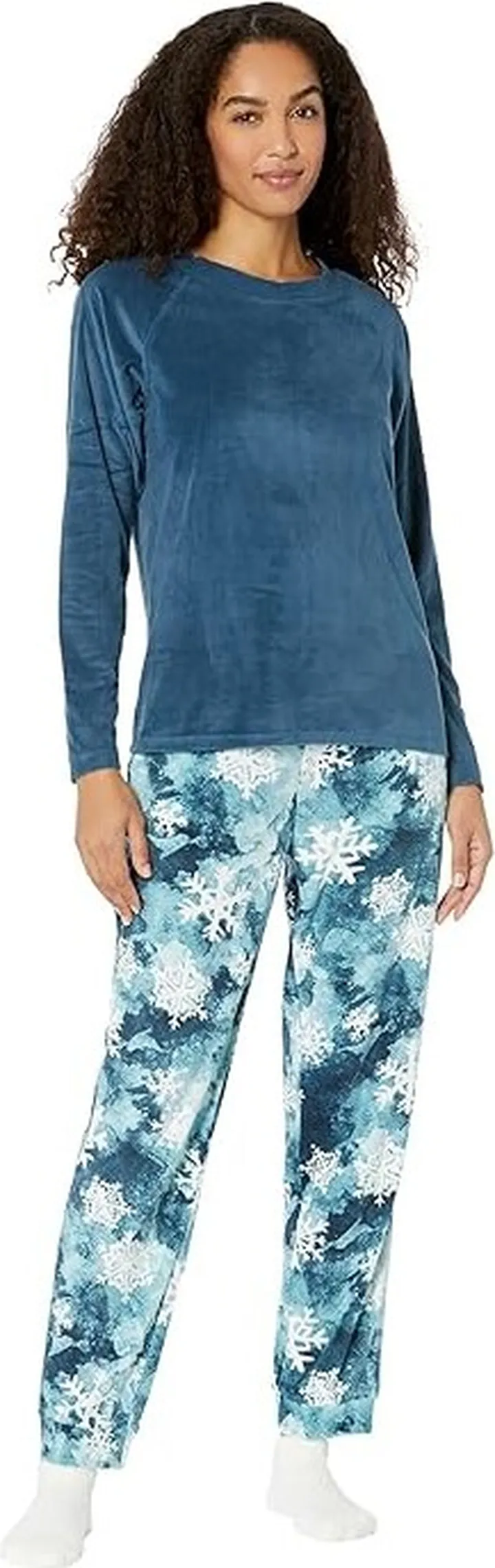 HUE Glacier Flake Super Soft Fleece Pajama Set (Blue Wing Teal) Women's Pajama Sets
