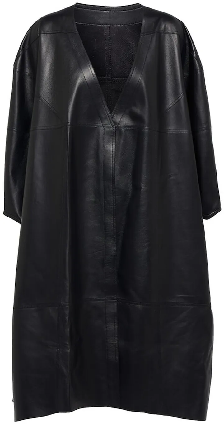 Draped leather coat
