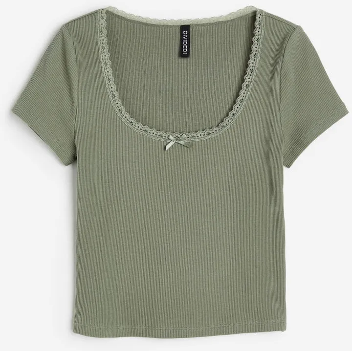 Lace-trimmed Cotton Top