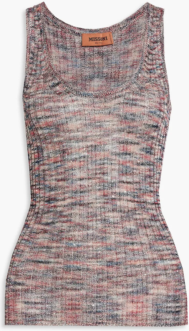 Space-dyed crochet-knit tank
