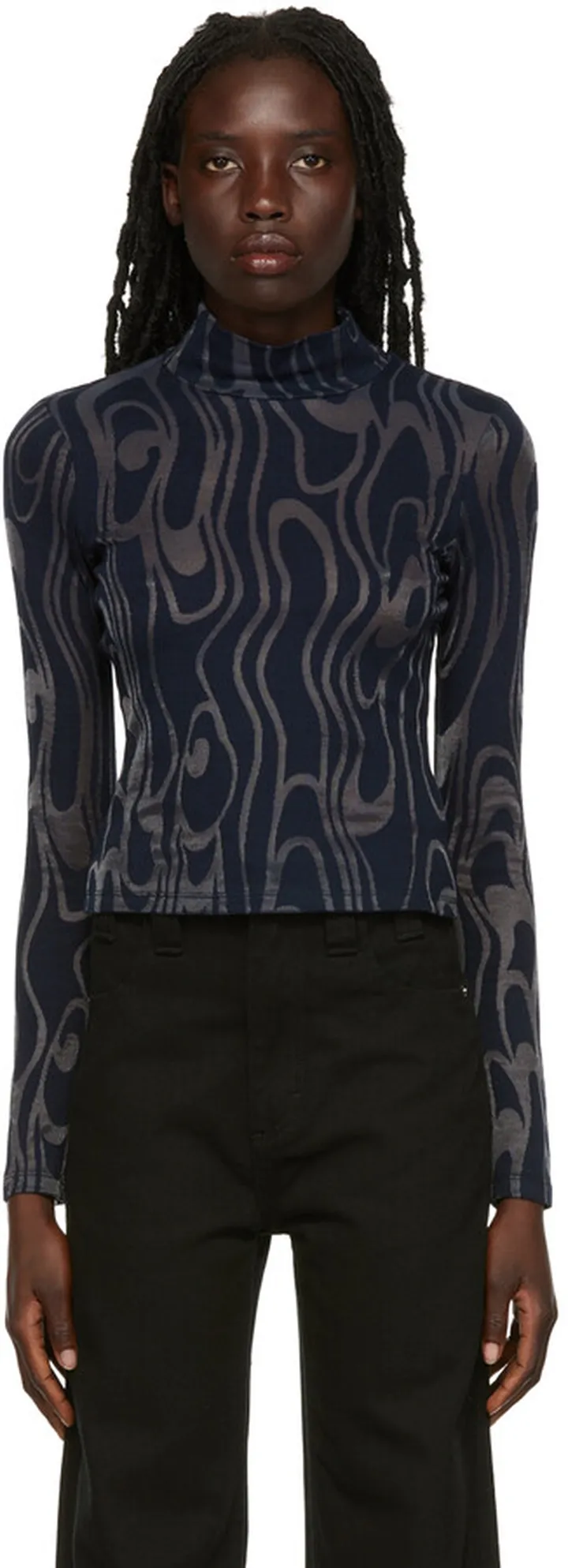 Eckhaus Latta Navy Shrunk Turtleneck