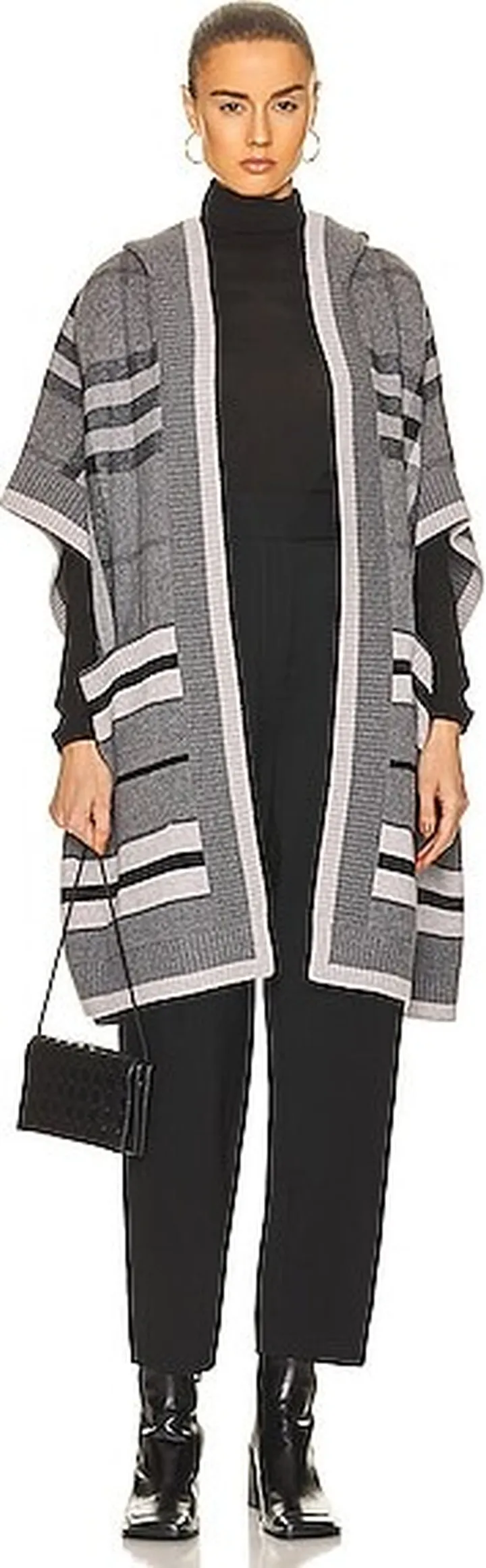 Burberry Saddle Stripe Carla Check Cape in Grey