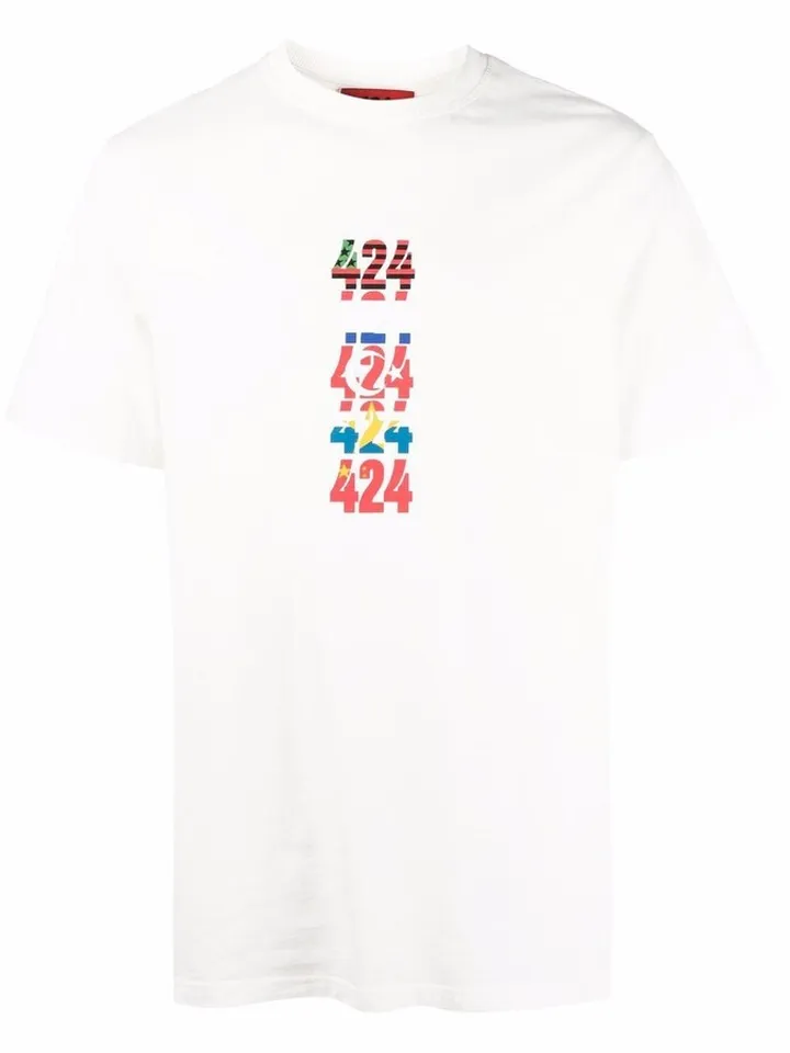 Flags-print short-sleeve T-shirt