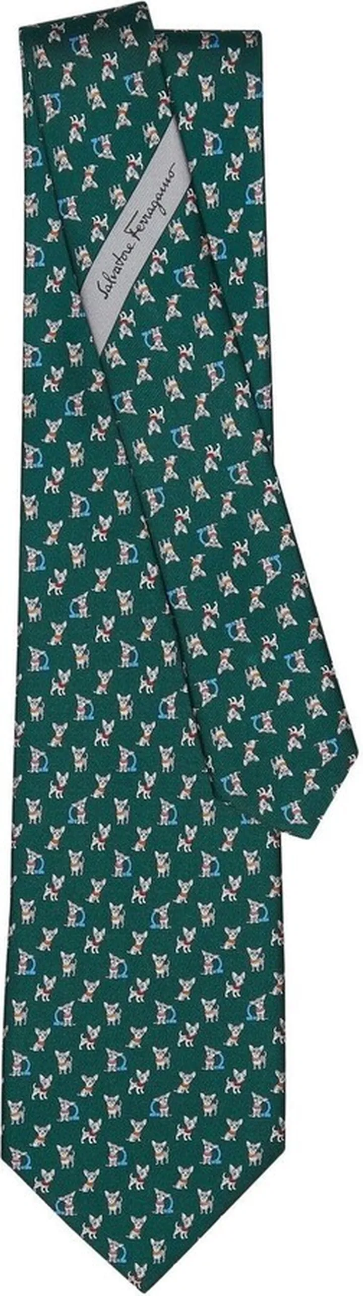 Puppy-Print Silk Tie