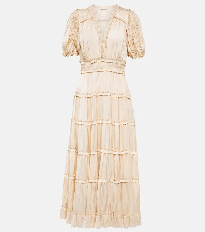 Rose plisse midi dress