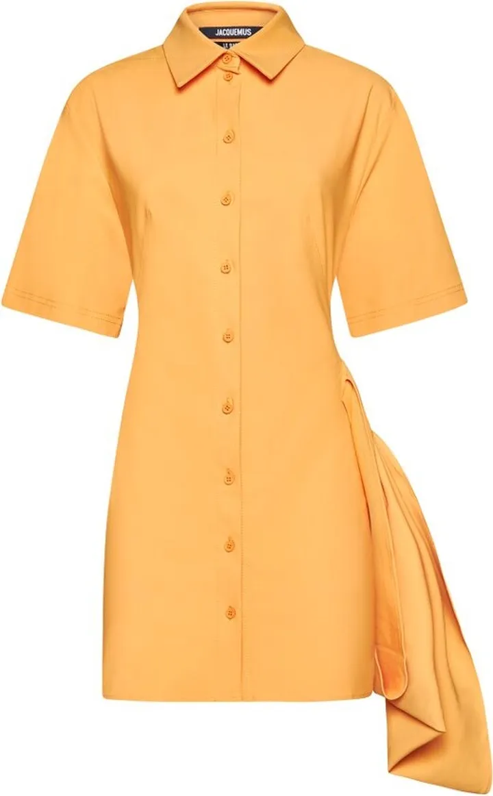 Jacquemus Camisa Draped Mini Shirt Dress