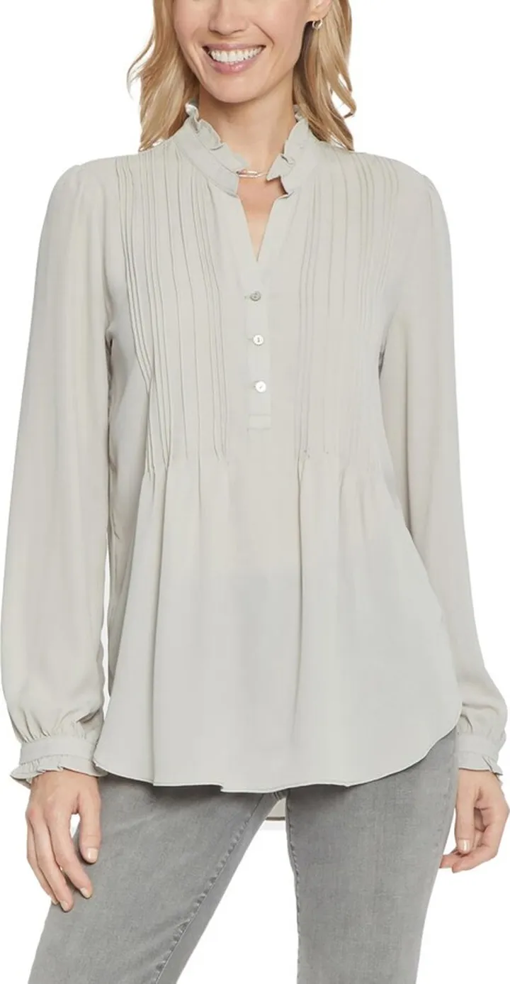 Womens Pleated Ruffled Tunic Top