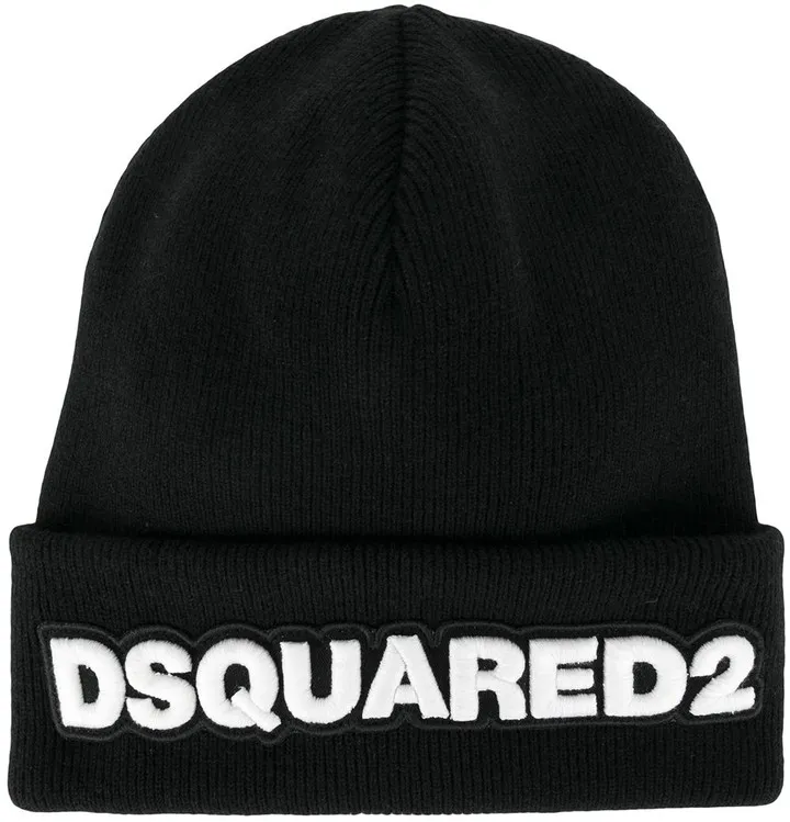 Logo Patch Ribbed Beanie