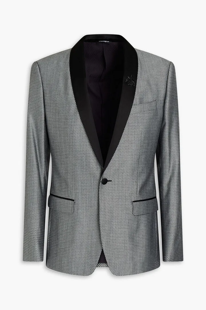 Herringbone jacquard tuxedo jacket