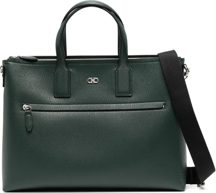 Logo-Plaque Grained Briefcase