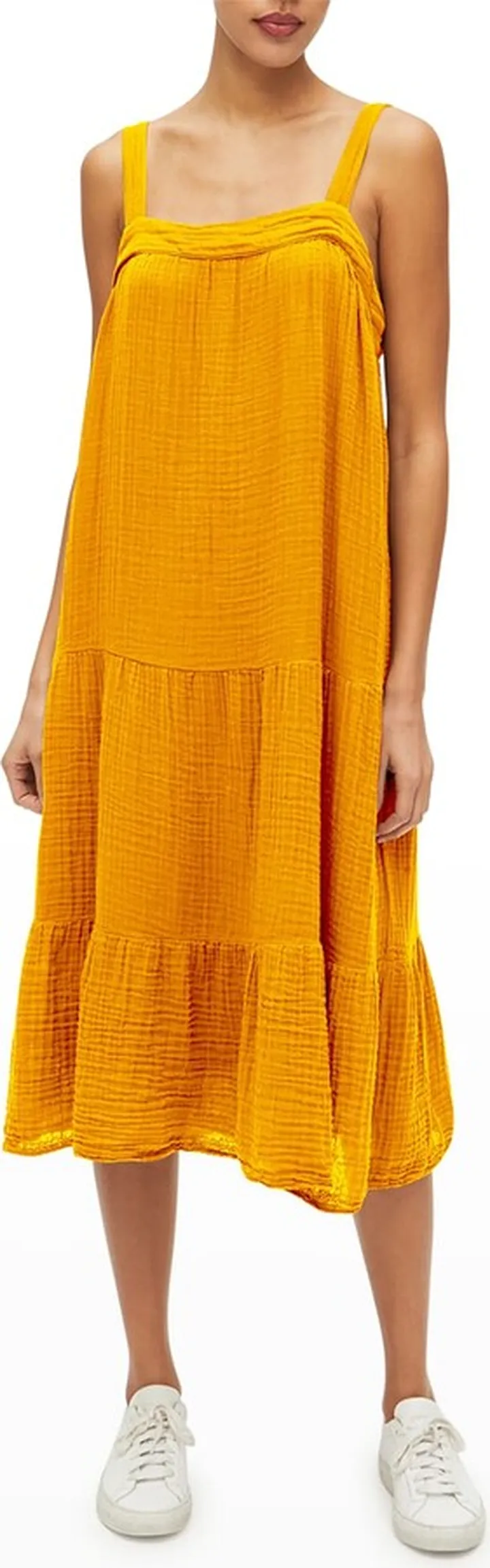 Evie Crinkle Gauze Tiered Midi Dress