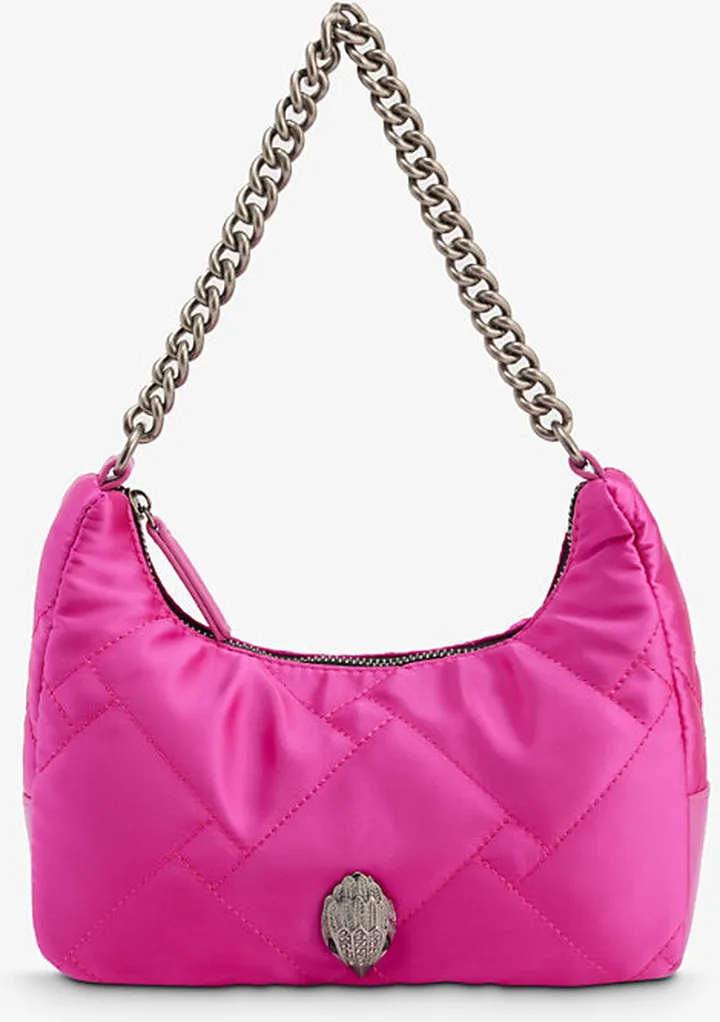 Womens Fuchsia Quilted Recycled-nylon Cross-body bag