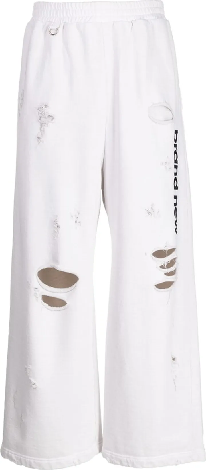 Ripped-Detail Wide-Leg Track Pants