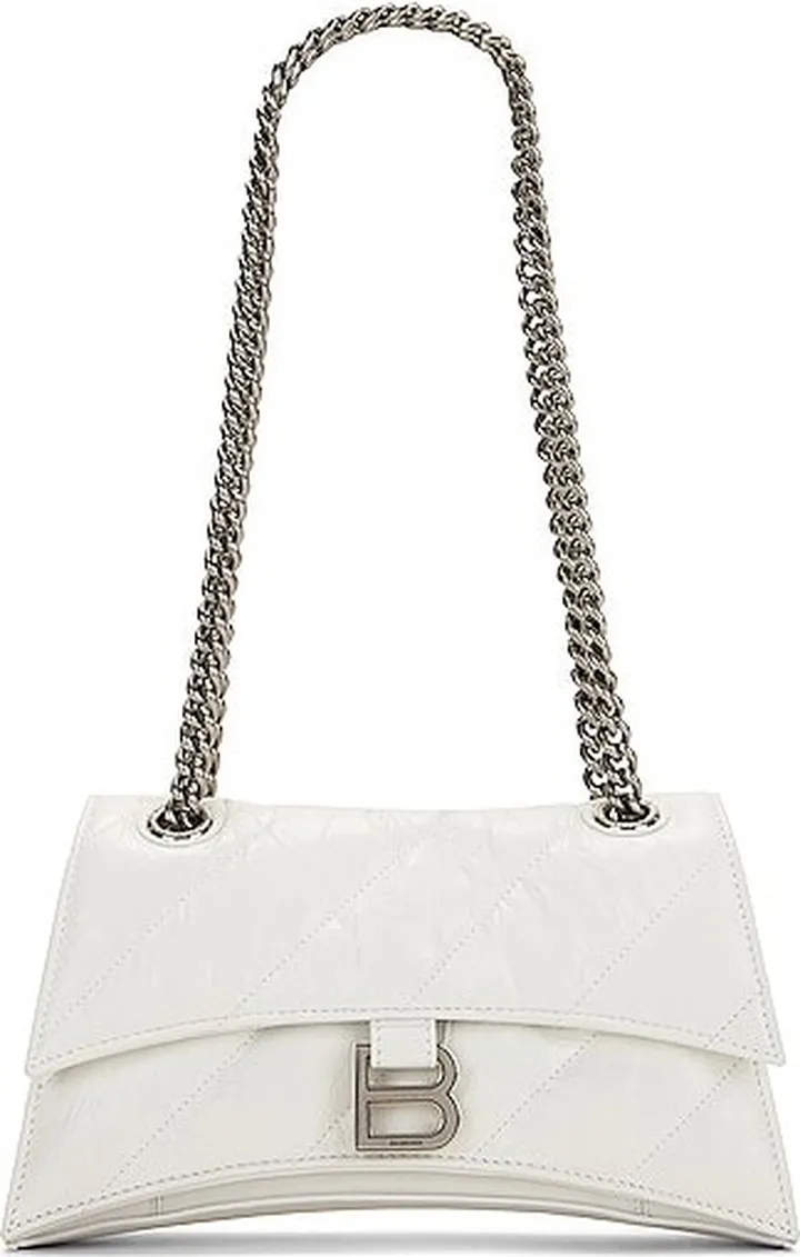 Balenciaga Small Crush Chain Shoulder Bag in White