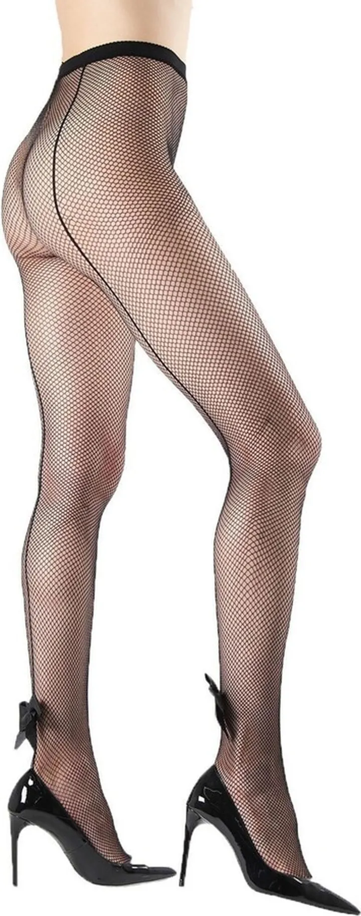Women's Backseam Bow Fishnet Tights