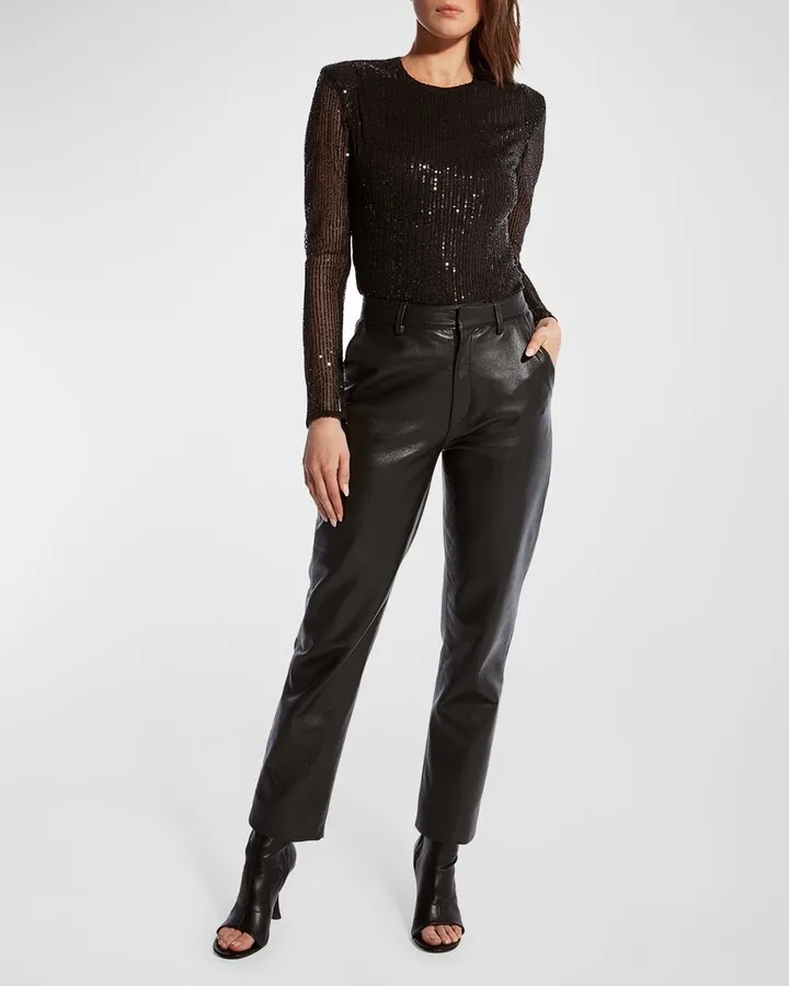 Honor Embellished Padded-Shoulder Top