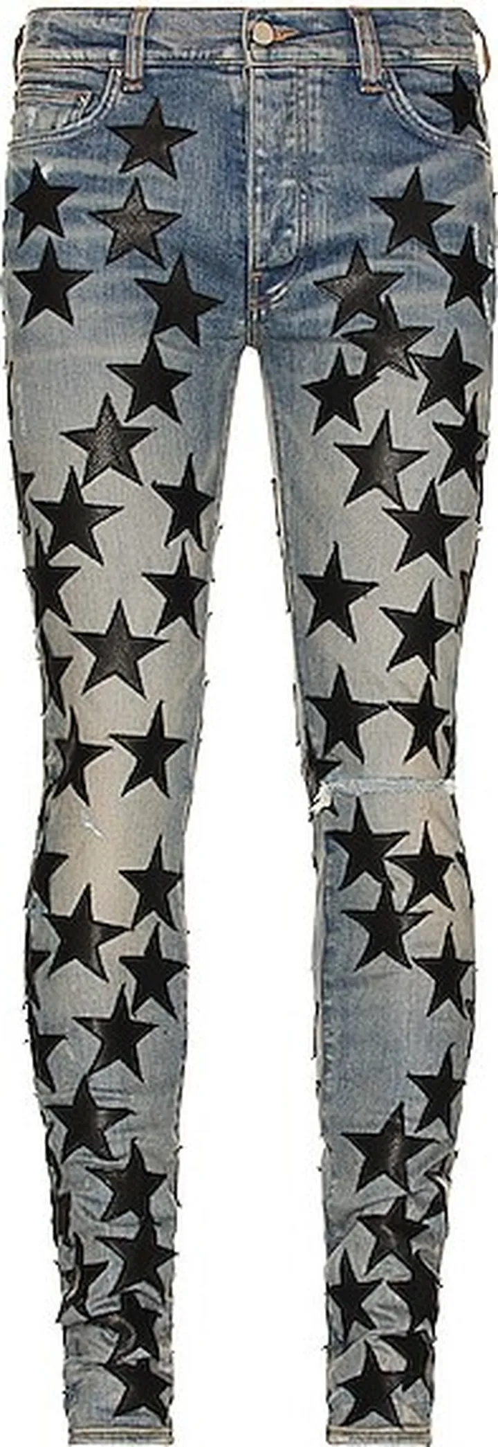 Amiri Chesmist Leather Stars Jean in Blue