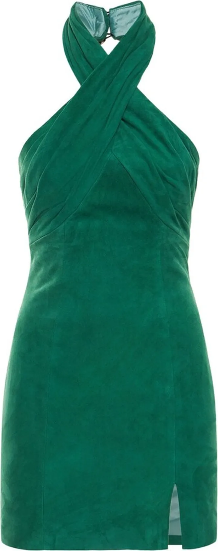 Suede halter neck mini dress