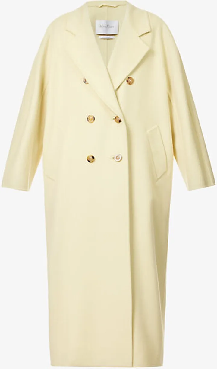 Womens Yellow Aia Double-breasted Wool-blend Coat