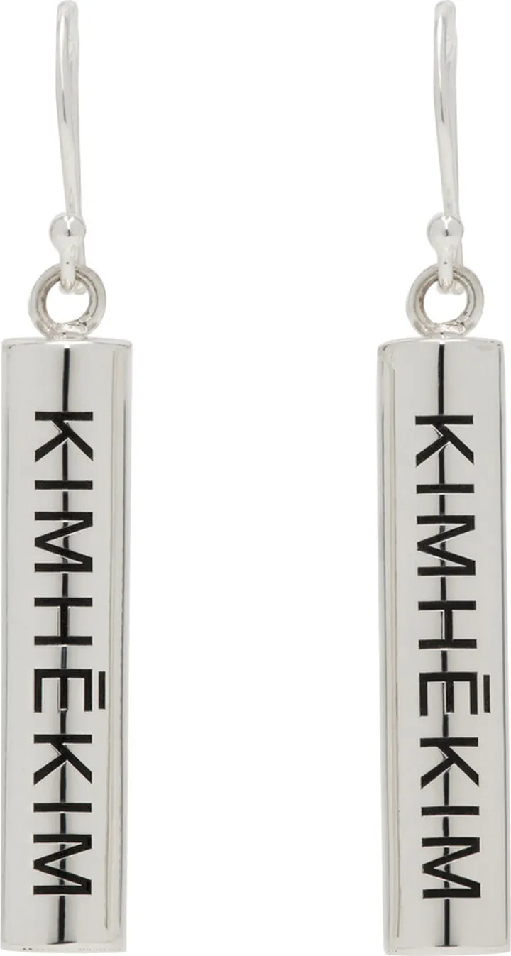 KIMHĒKIM Silver Logo Bullet Earrings