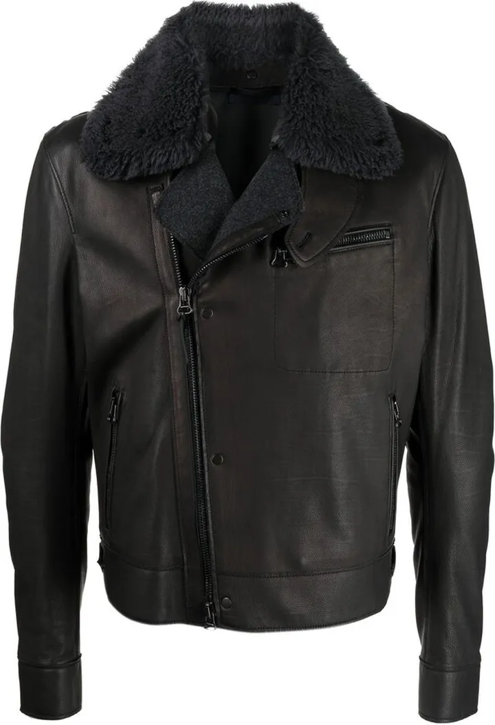 Long-Sleeve Leather Jacket