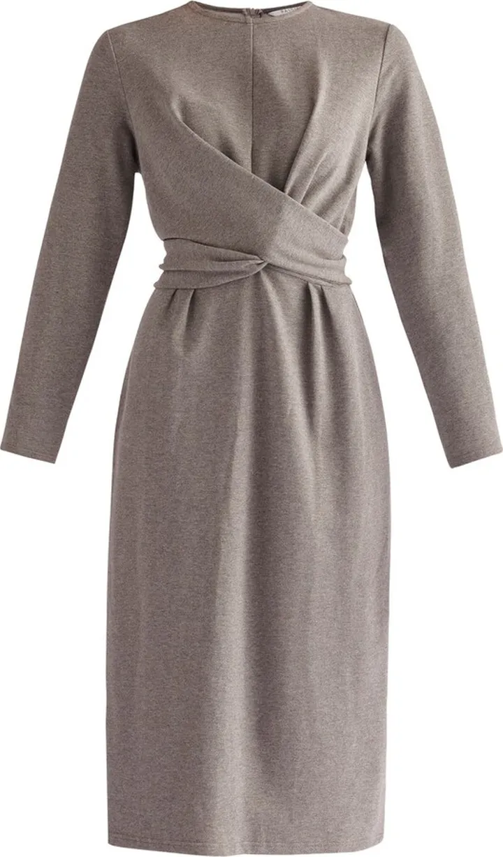 PAISIE - Jersey Tie Dress In Dark Grey