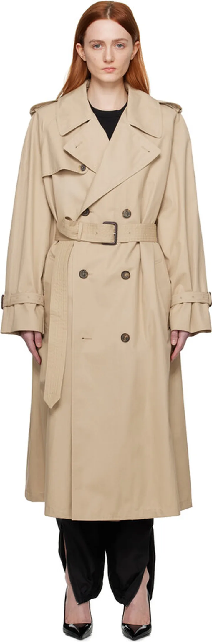 WARDROBE.NYC Tan Buttoned Trench Coat