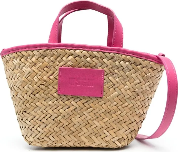 Interwoven-Design Raffia Tote Bag