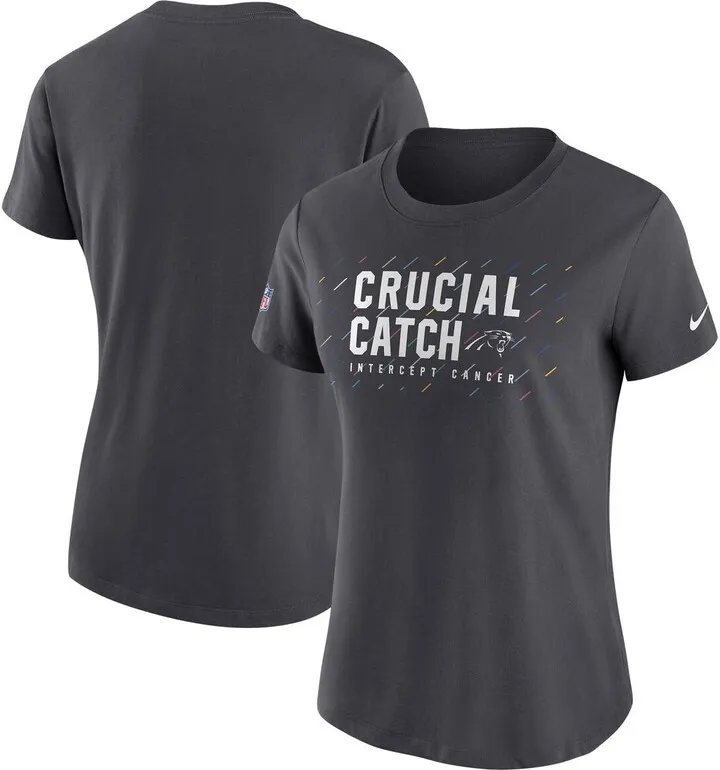 Women's Nike Anthracite Carolina Panthers 2021 Nfl Crucial Catch Performance T-shirt