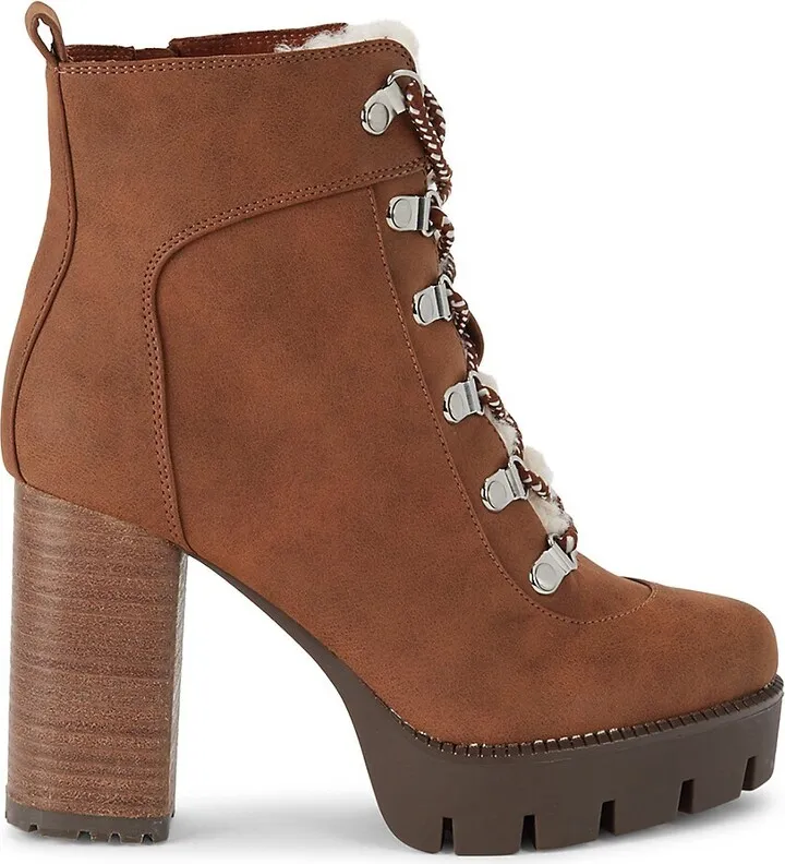 Faux Nubuck & Faux Fur-Trim Ankle Boots