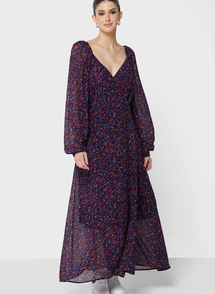 Floral Print Wrap Dress