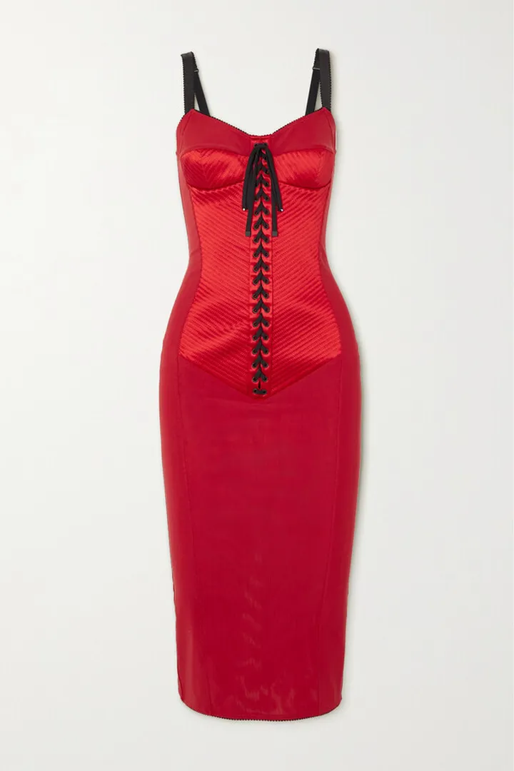 Dolce & Gabbana - Lace-up Satin Dress - Red