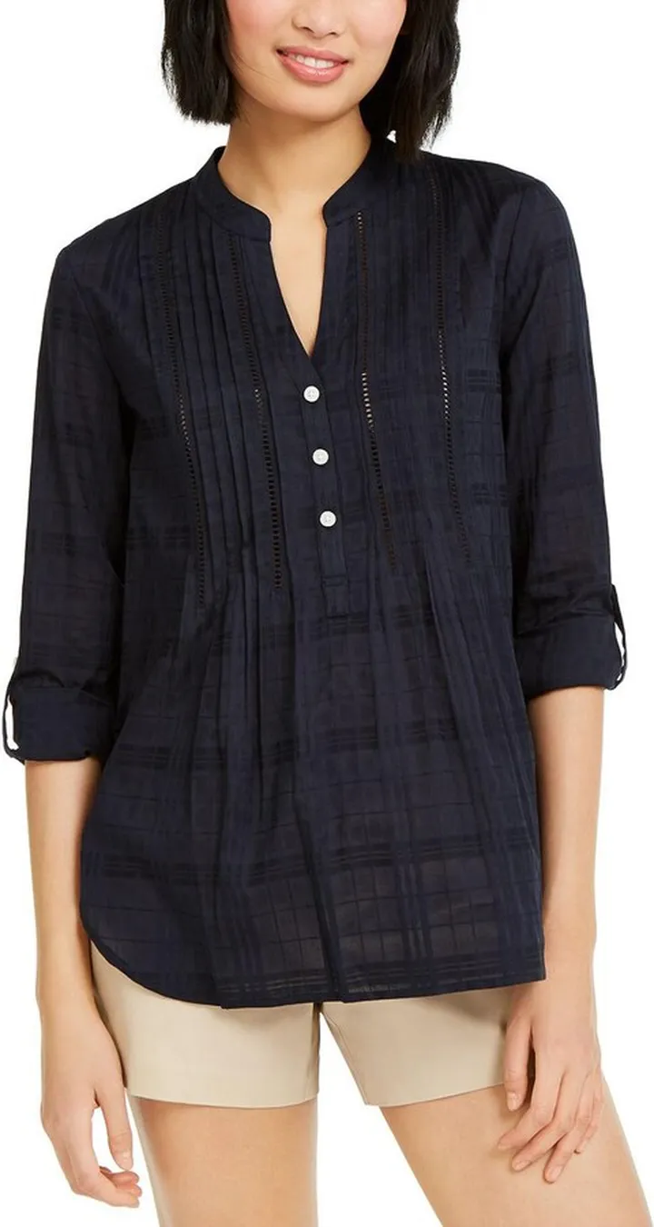 Womens Lattice Adjustable Sleeves Tunic Top