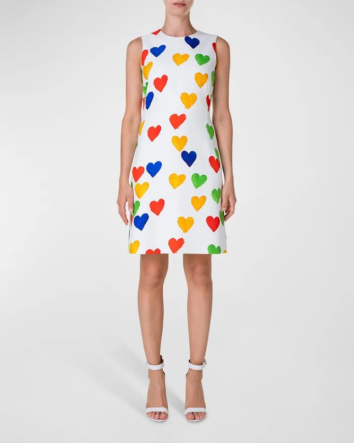Hearts Printed Sheath Dress