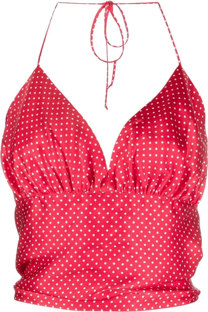 Dot-Print Silk Halterneck Top