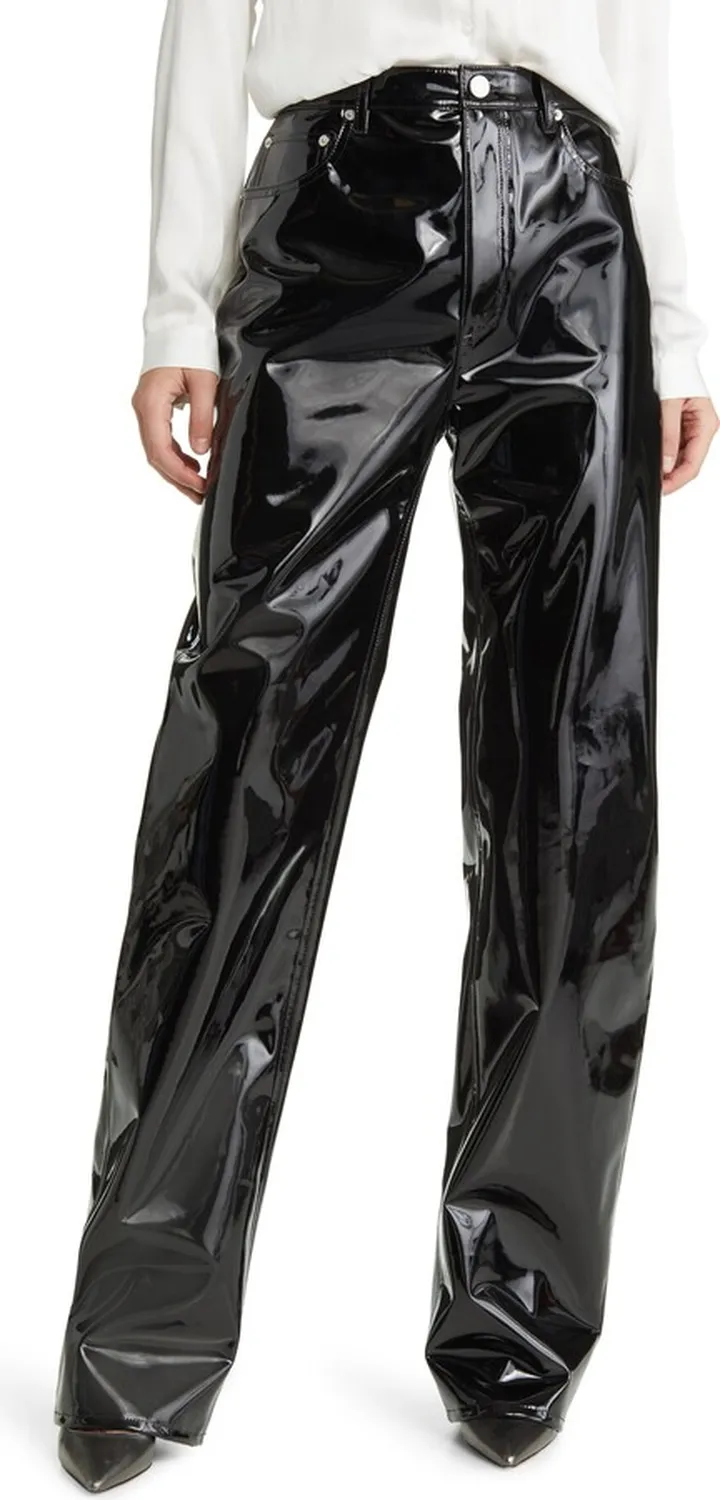 Extra Long Faux Leather Barrel Pants