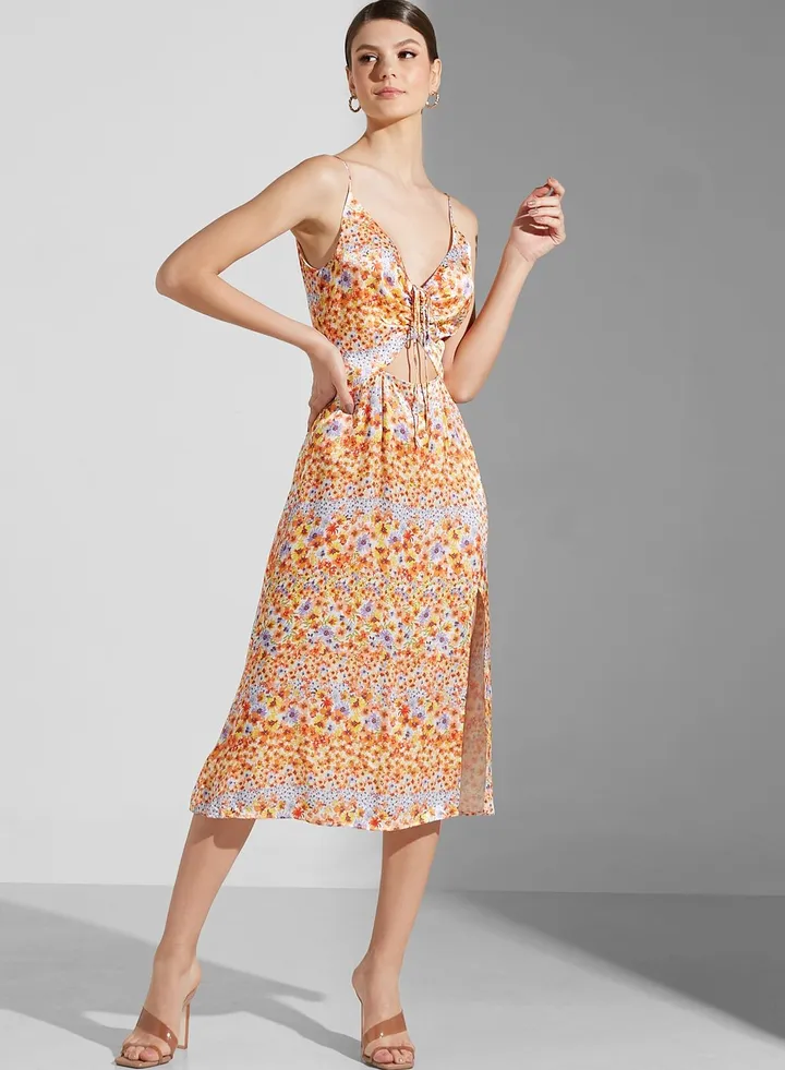 Irina Printed Plunge Dress