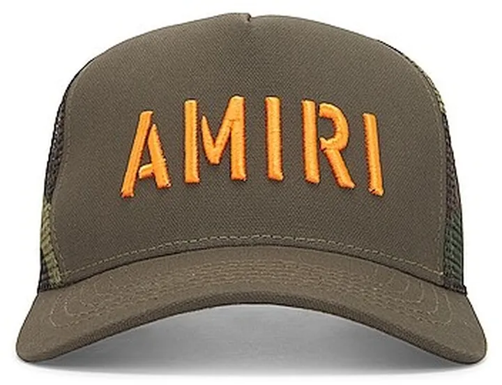 Amiri Arts Stencil Trucker Hat in Army