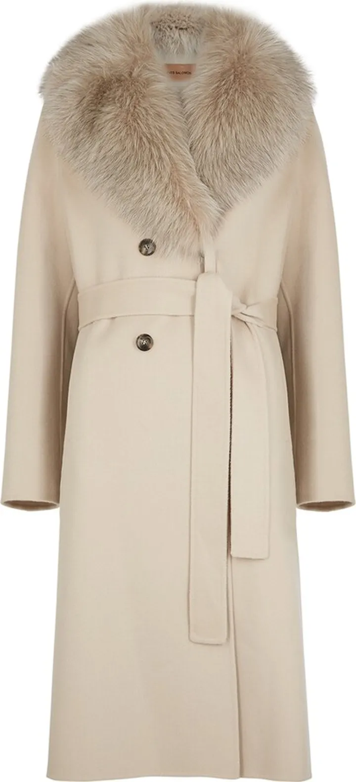 Yves Salomon Sand Double-breasted Wool-blend Coat