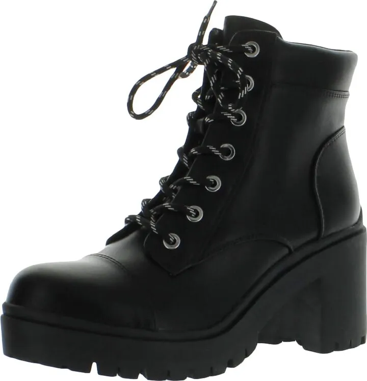Quenton 3 Womens Faux Leather Lug Sole Combat & Lace-up Boots