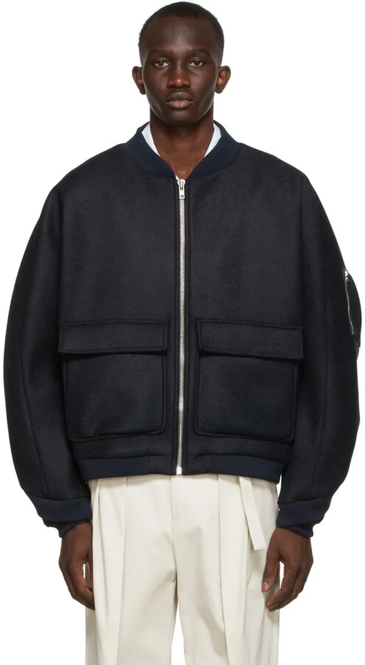 Henrik Vibskov Navy Chop Bomber Jacket
