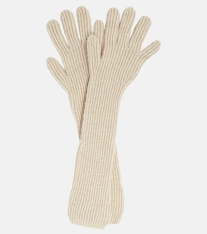 Ribbed-knit wool-blend gloves
