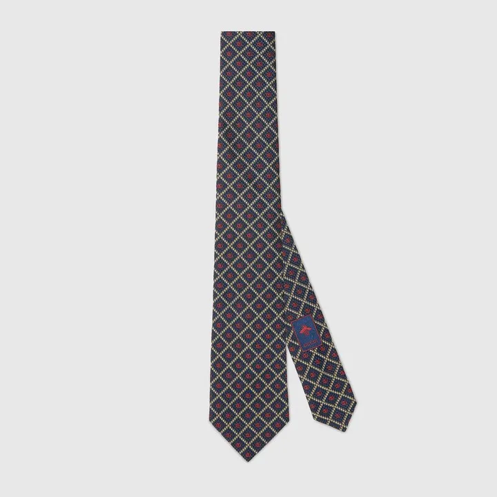 Double G check silk jacquard tie