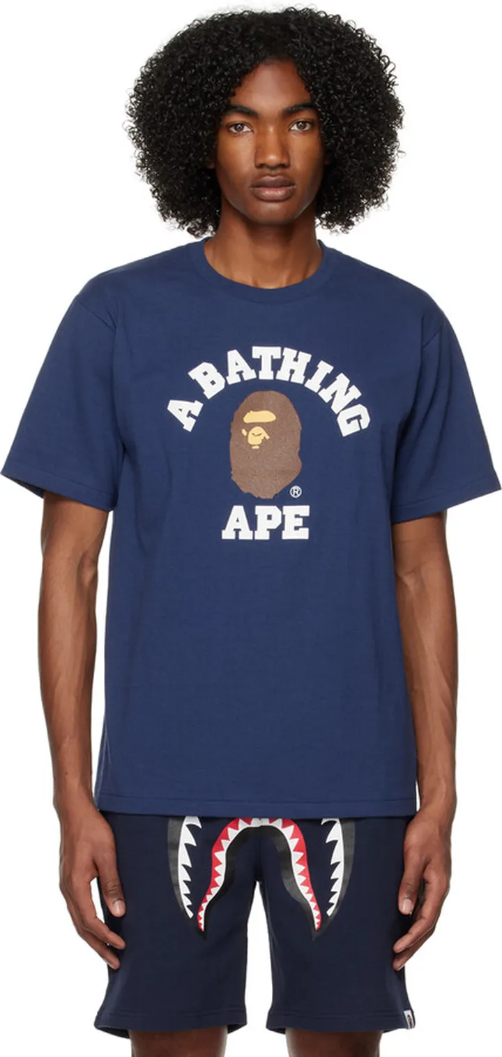 BAPE Navy College T-Shirt