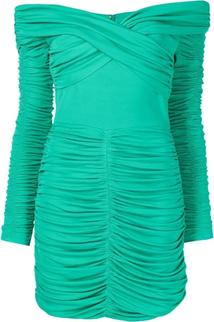 Edie ruched off-shoulder mini dress